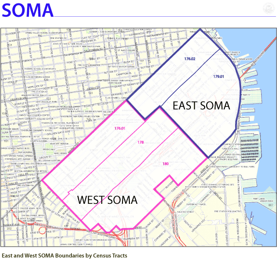 Census Tract Map San Francisco Map - East And West Soma Boundaries By Census Tracts | Mayor's Office Of  Housing And Community Development